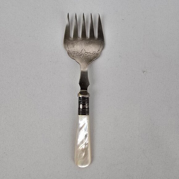 Vintage Horn Handle Abalone Schell Fork & Knife - Picture 2 of 16